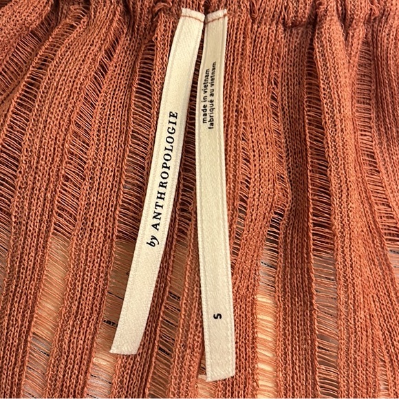 LN Anthropologie Long-Sleeve Sheer Striped Off Shoulder Cropped Top in Rose - S - Picture 13 of 16